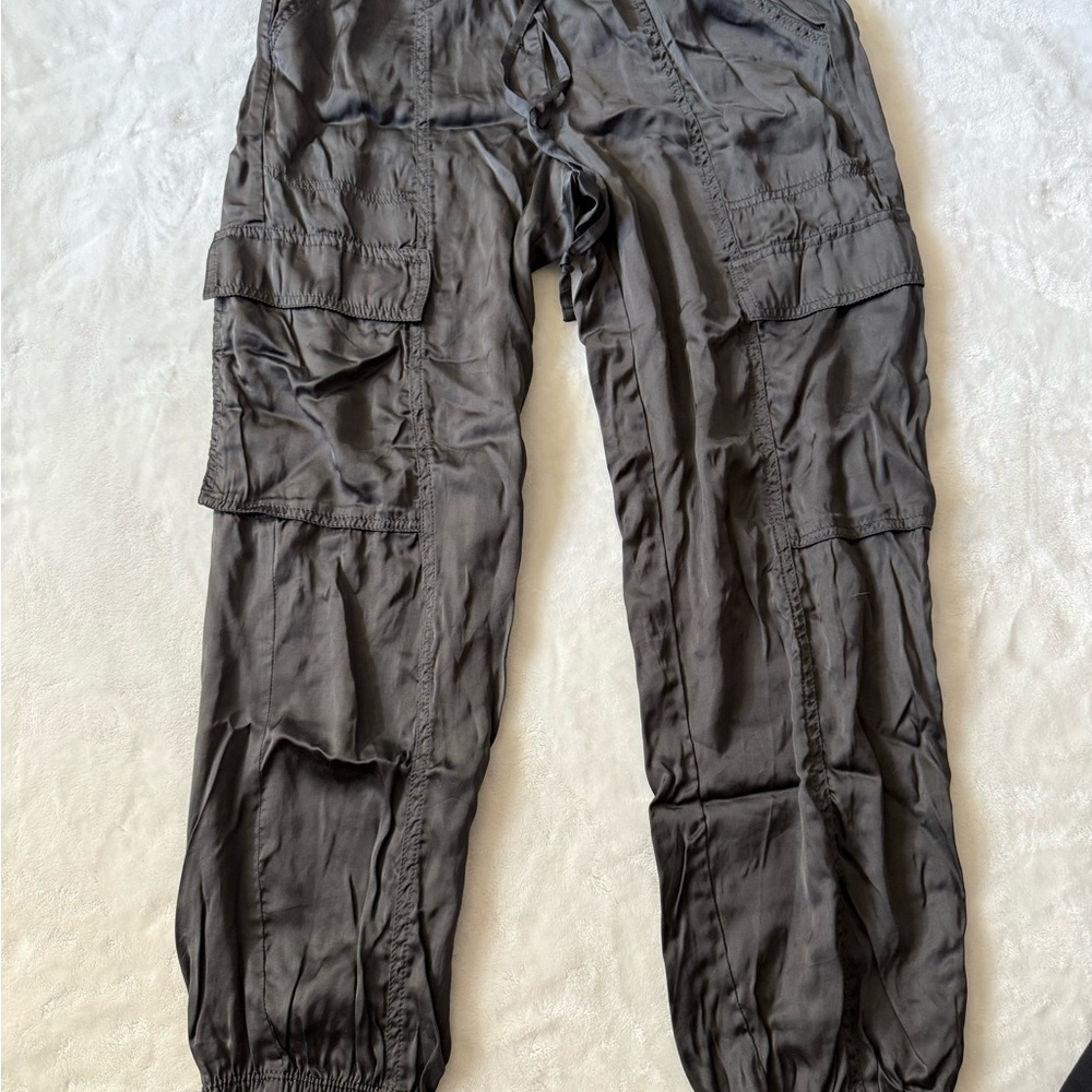Aerie Satin Black Cargo Pants